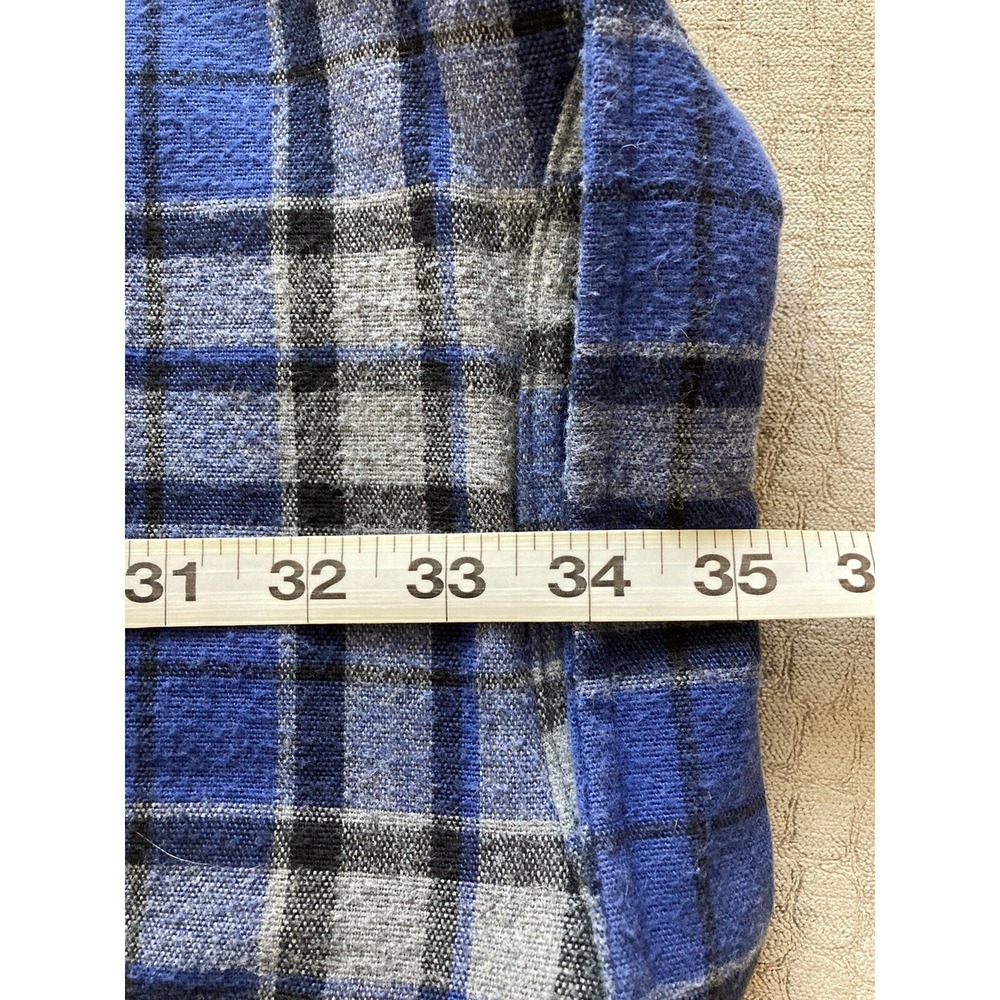 LL Bean Traditional Fit Chamois Cloth Plaid Flannel Shirt Mens XL Blue Button Up - Picture 7 of 7